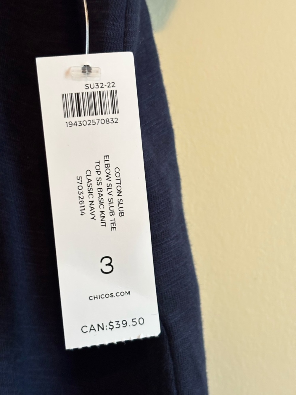 NWT Chicos blouse the ultimate tee size XL Chicos 3 Navy - Picture 5 of 6